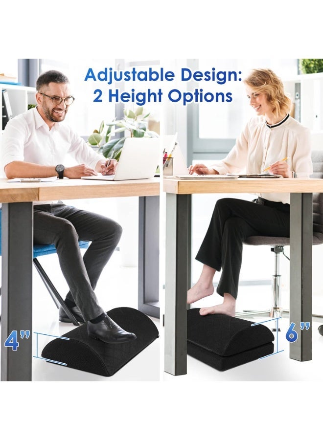 CushZone مسند قدمين قابل للتعديل من الإسفنج، يوضع تحت المكتب في العمل، مناسب للمكتب، العمل، الألعاب، الكمبيوتر، هدية، ملحقات المكتب المنزلي، لتخفيف آلام الظهر والورك (أسود) - Image 4